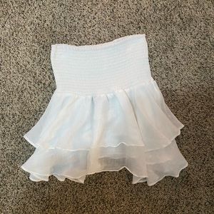 Smocked High-Rise Flounce Mini Skirt